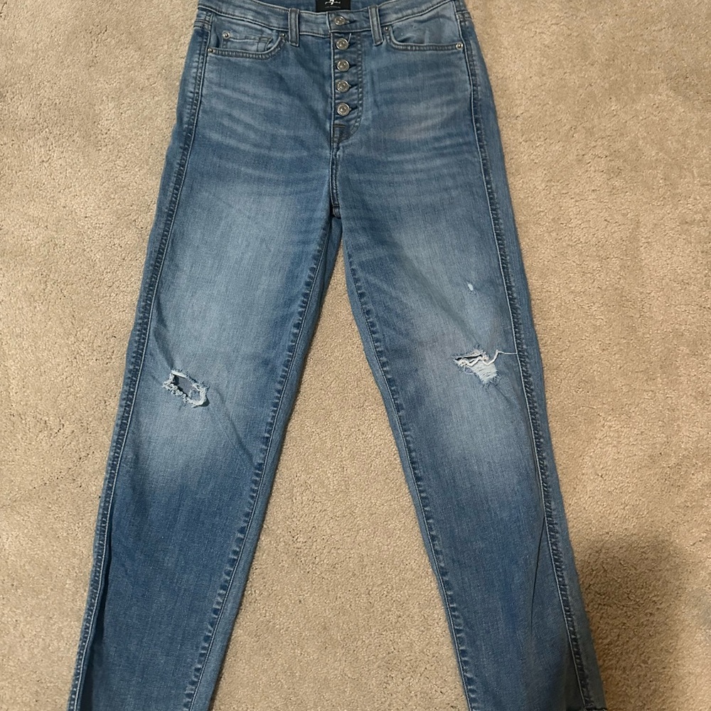 7 for all Mankind button fly jeans High Waist Cropped Street